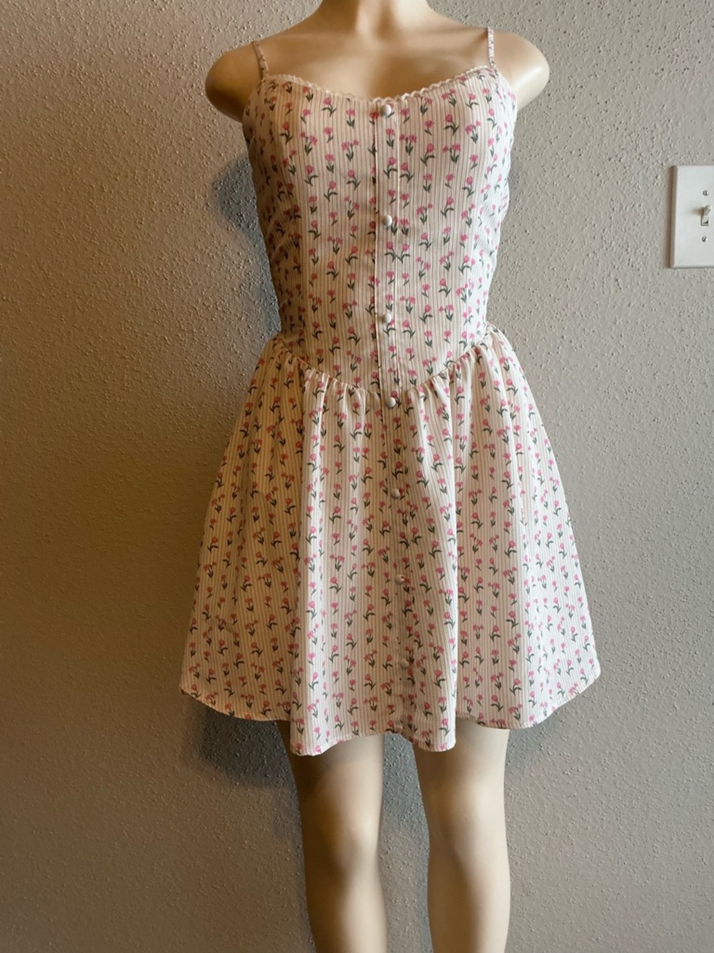 Sienna Sky Cream Sundress with Pink Floral Print
